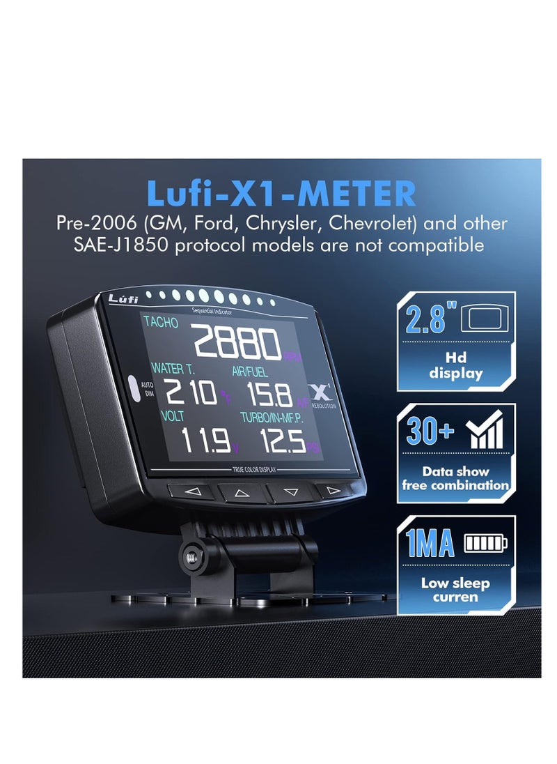 Generic Lufi X1 Obd2 Gauge Display,Boost Gauge,Speedometer,Water Temperature Meter,Multi-ECU Data Combination Cluster  - Image 5