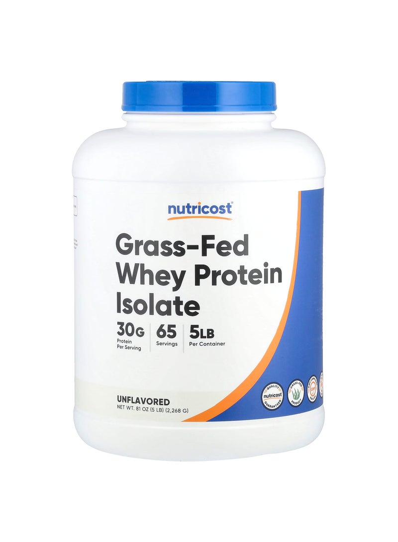 Nutricost Grass-Fed Whey Protein Isolate, Unflavored, 5 lb (2,268 g)