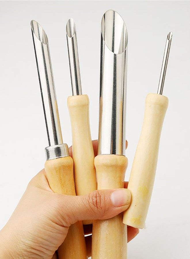 YYaaloa 4 Pack Stainless Steel Circular Clay Hole Cutters for Pottery and Sculpture 4 Sizes Wood Handle Hole Cutter Drilling DIY Clay Modeling (Wood Handle 4 Pack) - Image 5
