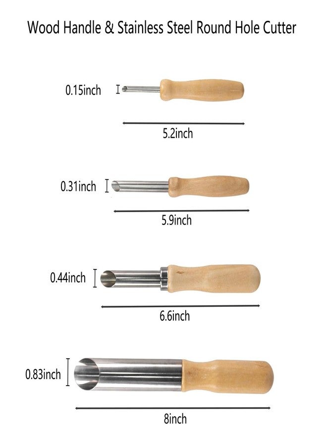 YYaaloa 4 Pack Stainless Steel Circular Clay Hole Cutters for Pottery and Sculpture 4 Sizes Wood Handle Hole Cutter Drilling DIY Clay Modeling (Wood Handle 4 Pack) - Image 2
