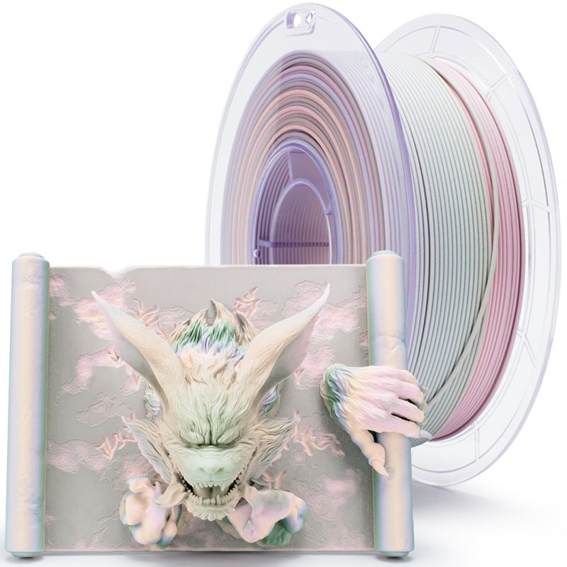 ZIRO Fast Color Changing PLA Filament, 1.75mm Color Gradient Material, Matte Rainbow PLA Filaments, Dimensional Accuracy +/- 0.03mm, fit Most 3D Printer, No Shiny Surface, 1kg/2.2lbs, Morandi - Image 1