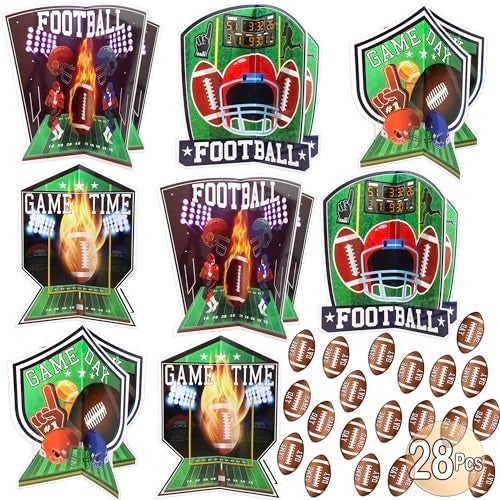 BASHOUT Football Party Table Centerpieces 28 piece 3D Football Party Decoration Set Football Birthday Party Supplies Big Game Party Decorations Game Day Sports Theme Party Centerpieces BASHOUT - Image 1