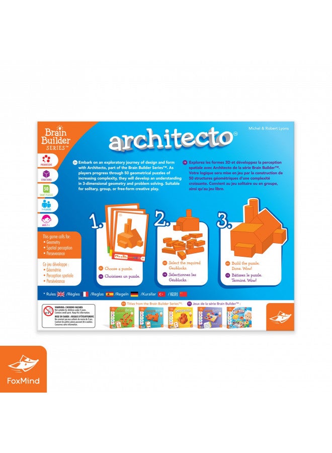 Foxmind Games: Architecto Spatial Logic and Dexterity Game, Smart Fun with Structures, 50 Smart Puzzles to Work Through, 6 Levels of Complexity, Develops STEM Skills, 1+ Players, For Ages 7 and up - Image 4