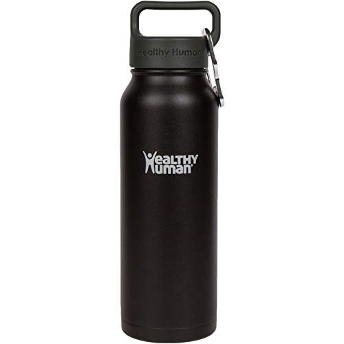 Healthy Human Stainless Steel Water Bottle | Double Walled Vacuum Insulated Water Thermos for Adults | Eco-Friendly Travel Bottles with Leak Proof Lid (Pure Black, 21 oz/ 621 ML) - Image 5