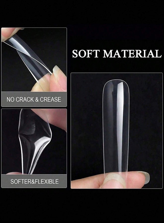 240PCS No C Curve Clear Nail Tips For Acrylic Nails Professional, 3XL Extra Long, Removable 12 Sizes Half Cover Straight Tapered Square French  Nail Tips For Nail Salons Home DIY Ideal Gifts - Image 4