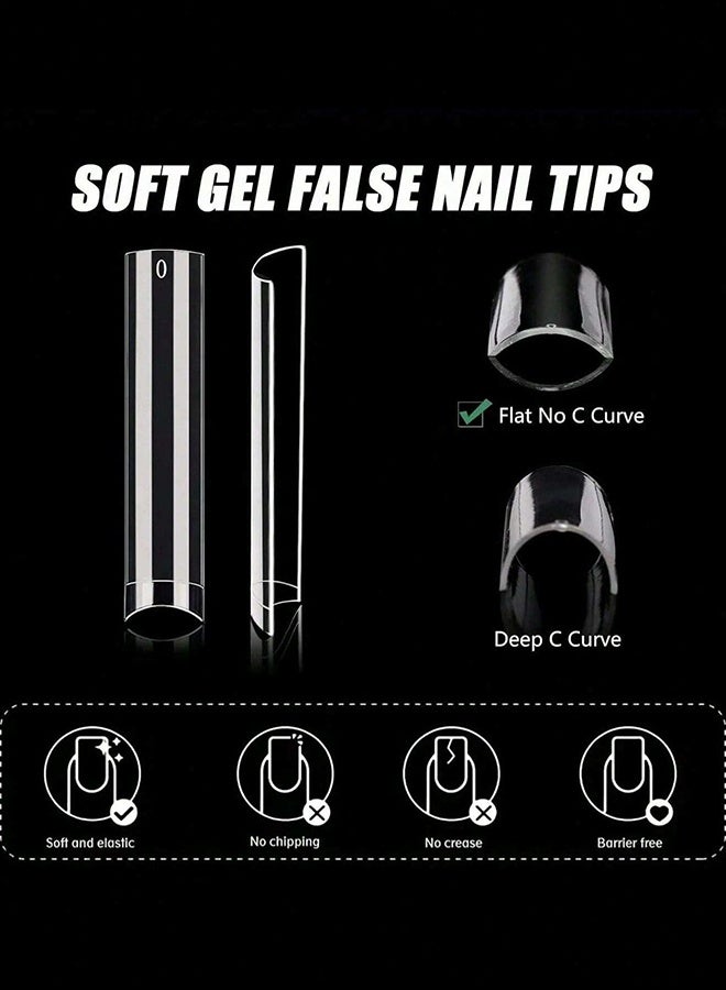 240PCS No C Curve Clear Nail Tips For Acrylic Nails Professional, 3XL Extra Long, Removable 12 Sizes Half Cover Straight Tapered Square French  Nail Tips For Nail Salons Home DIY Ideal Gifts - Image 5
