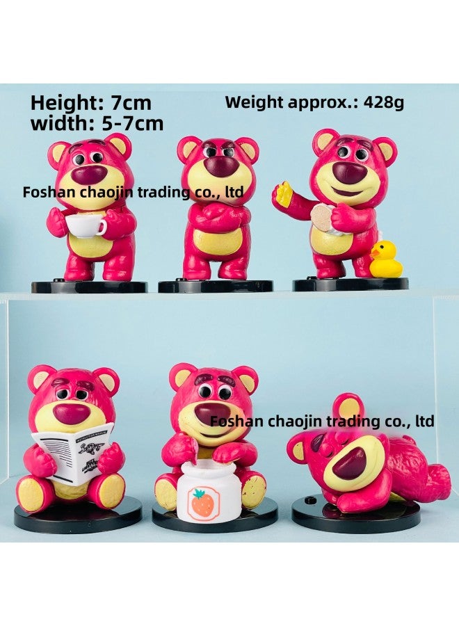 Free Shipping 6 Strawberry Bear Hand-held Fart Fart Bear Doll Blind Box Trendy Play Hand-held Pink Girl Toy Car Ornaments 