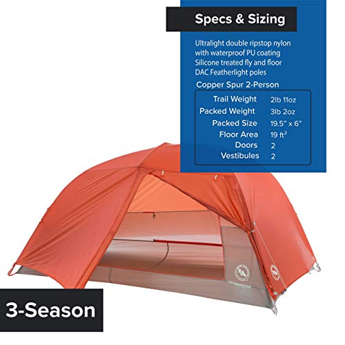 Big Agnes Copper Spur HV UL - Ultralight Backpacking Tent, Orange, 2 Person - Image 4