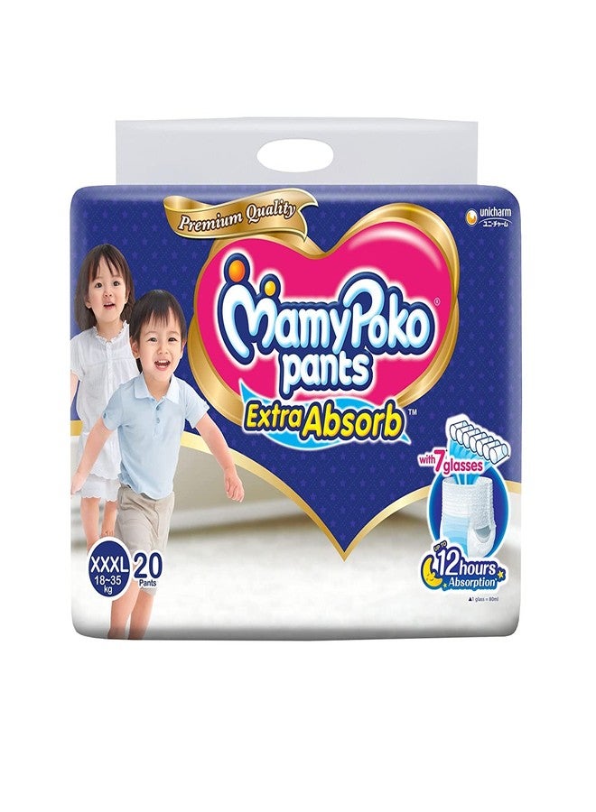 MamyPoko Pants Extra Absorb Baby Diapers, XXX-Large (18 - 35 kg), 20 Count