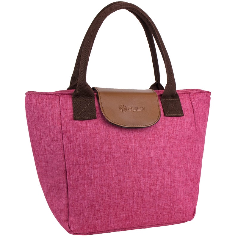 OPUX OPUX Lunch Bag Women Insulated Lunch Box For Women Large Womens Lunch Tote Work Office Cute Soft Cooler Food Meal Prep Organizer Cute Lunch Purse Picnic Travel Beach Heather Pink 
