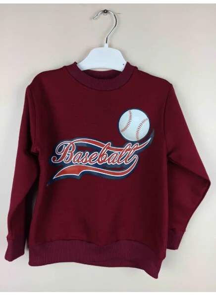 بلونس Boy's Printed Claret Red Cotton Sweatshirt