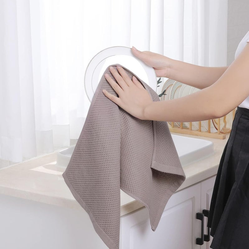 Homaxy 100% Cotton Waffle Weave Kitchen Dish Towels, Ultra Soft Absorbent Quick Drying Cleaning Towel, 13 x 28 Inches, 6-Pack, Mixed Color - Image 4