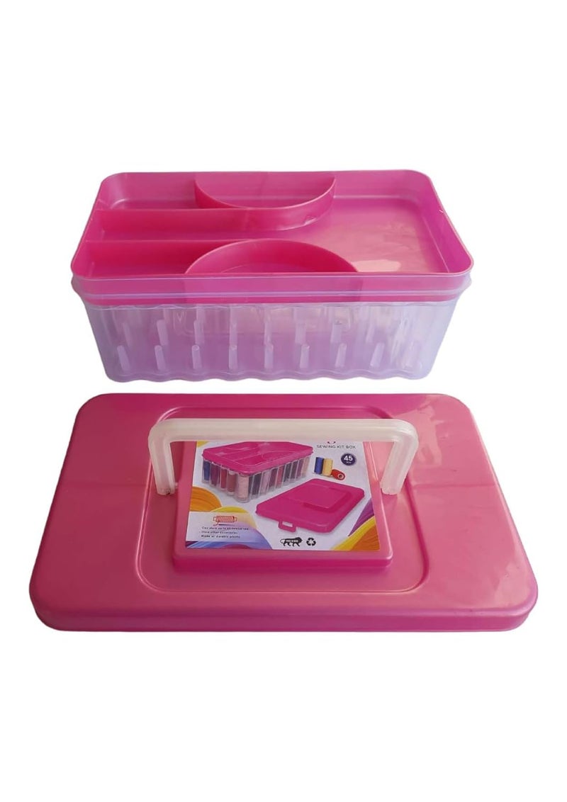 Two Brothers Plastic Needle and Thread Box 45 Spools Empty Rectangular Sewing Threads Tailor Box Pin With Different Colour Reel Box Color May Vary  - Image 3