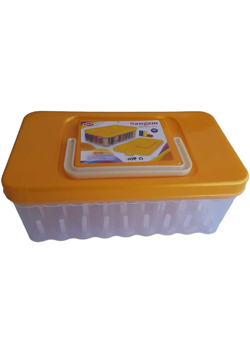 Two Brothers Plastic Needle and Thread Box 45 Spools Empty Rectangular Sewing Threads Tailor Box Pin With Different Colour Reel Box Color May Vary  - Image 1