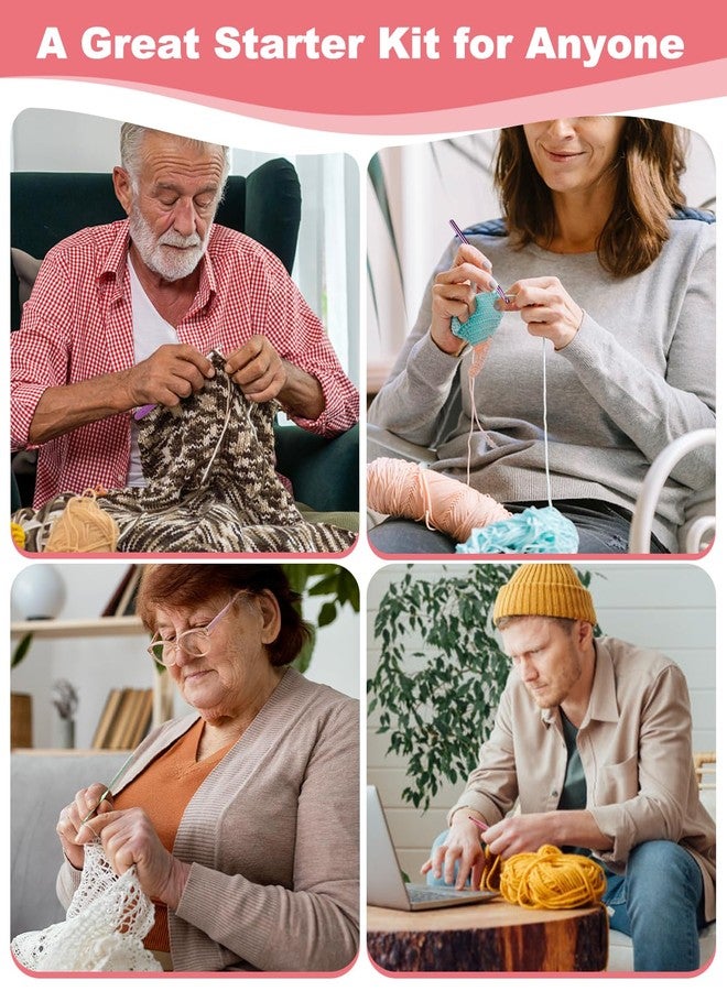 Aeelike Crochet Kit for Beginners Young and Old, First Crochet Kit for Adults Include 23pcs Crocheting Hooks, 655 Yards Yarn Set, Instruction, Bag, Crocheting Accessories and Supplies, WineRed - Image 5