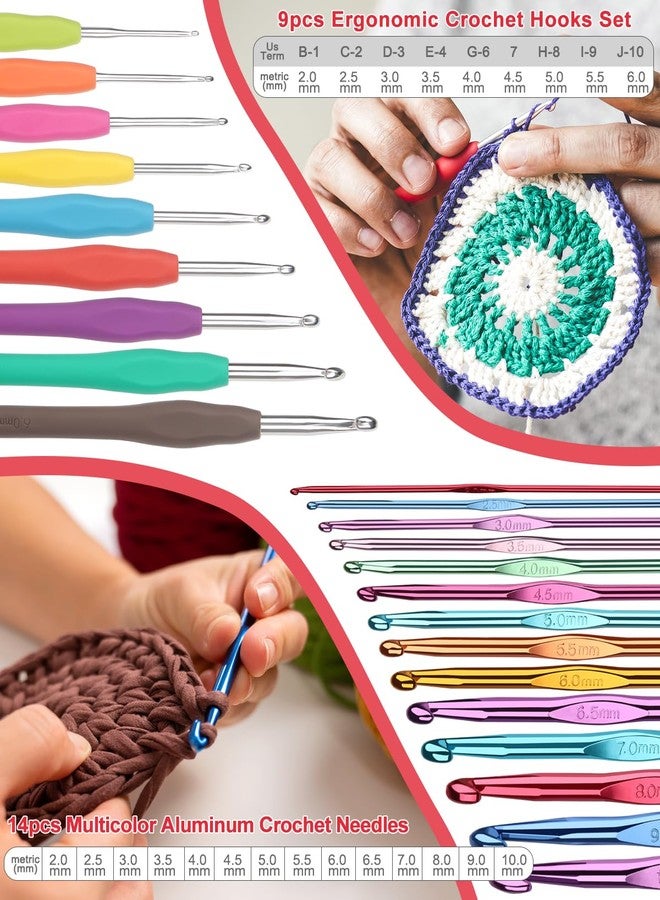 Aeelike Crochet Kit for Beginners Young and Old, First Crochet Kit for Adults Include 23pcs Crocheting Hooks, 655 Yards Yarn Set, Instruction, Bag, Crocheting Accessories and Supplies, WineRed - Image 3