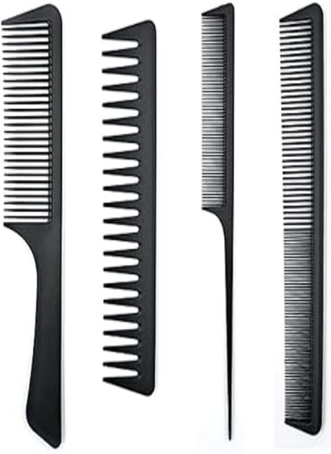 Generic 4Pack Hair Combs Carbon Fine Tooth Saw Cut Beard Comb For All Hair Types,Fine and Wide Tooth Hair Barber Combs By Merimang (1Large,1Styling,1Fine Tooth,1L Tooth)