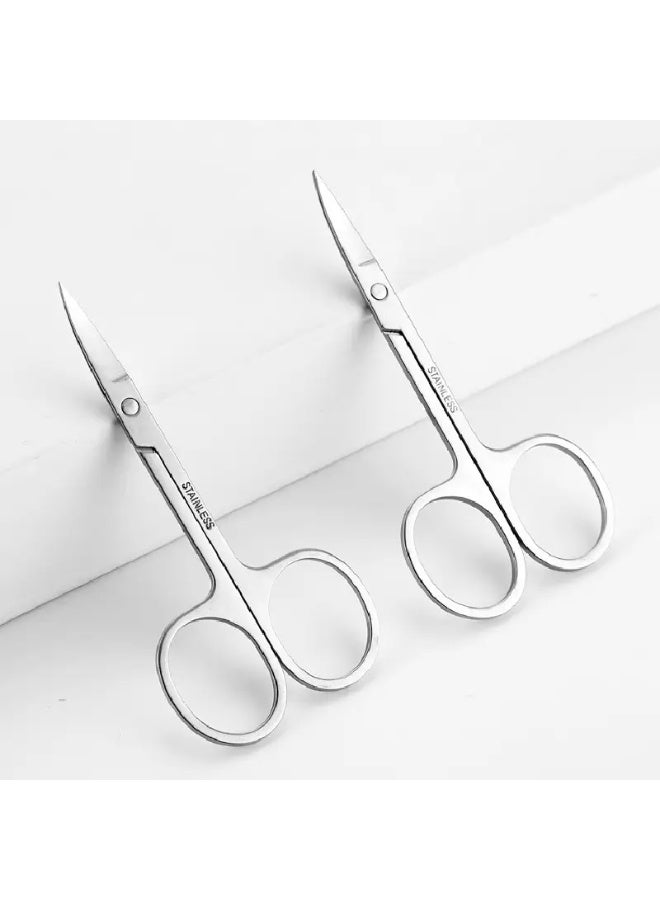 Stainless Steel Scissors with Sharp Curved Blades for Eyebrows, Facial Hair, False Eyelashes. - Image 1