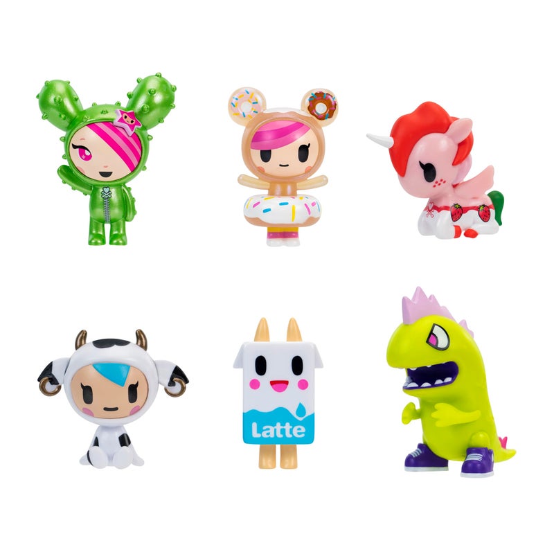 Jazwares Tokidoki 2â€ 6 Figure Pack - Donutella, Sandy, Kaiju Tokimon, Latte, Mozzarella, & Ruby - Ages 5+ - Officially Licensed Tokidoki Product from - Image 1