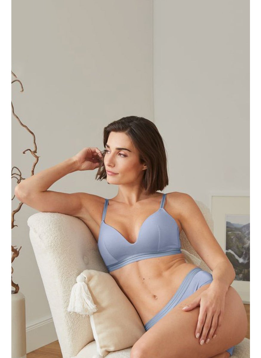 Tchibo Women Soft Cup Light Padded Bra, Slate Blue  - Image 1