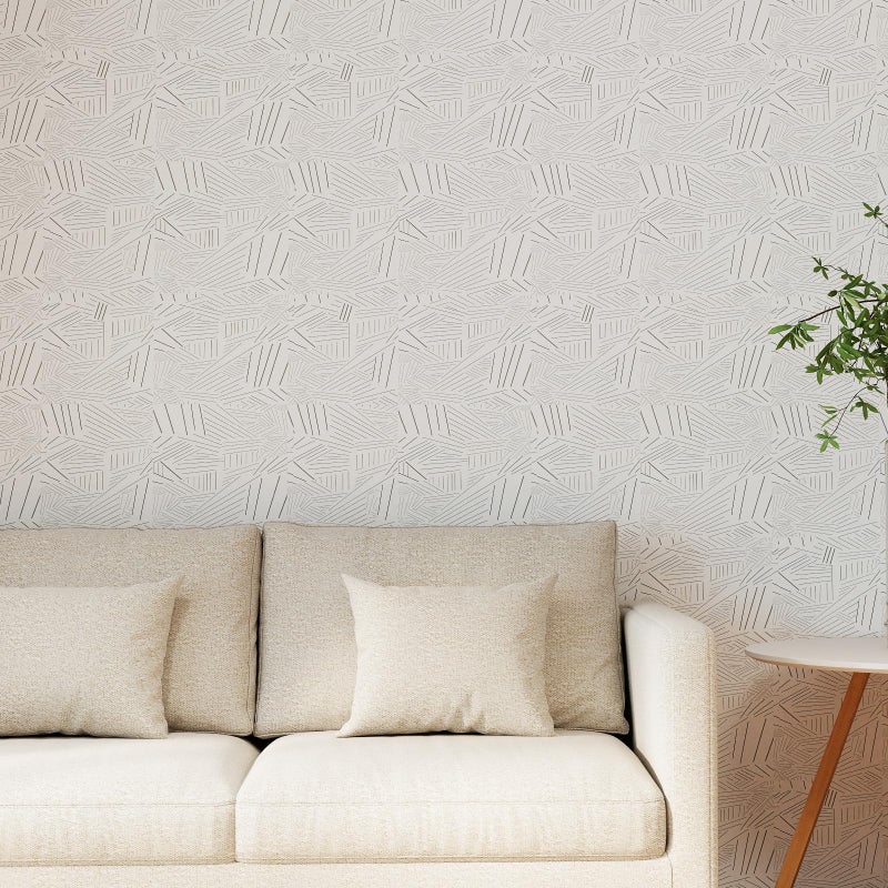 Vinjiasin Minimalist Geometric Line Wallpaper, Modern Gray & White Abstract Pattern Peel and Stick Contact Paper, Removable Waterproof Wallpaper for Living Room Office Bedroom 17.7" x 78.7" - Image 3