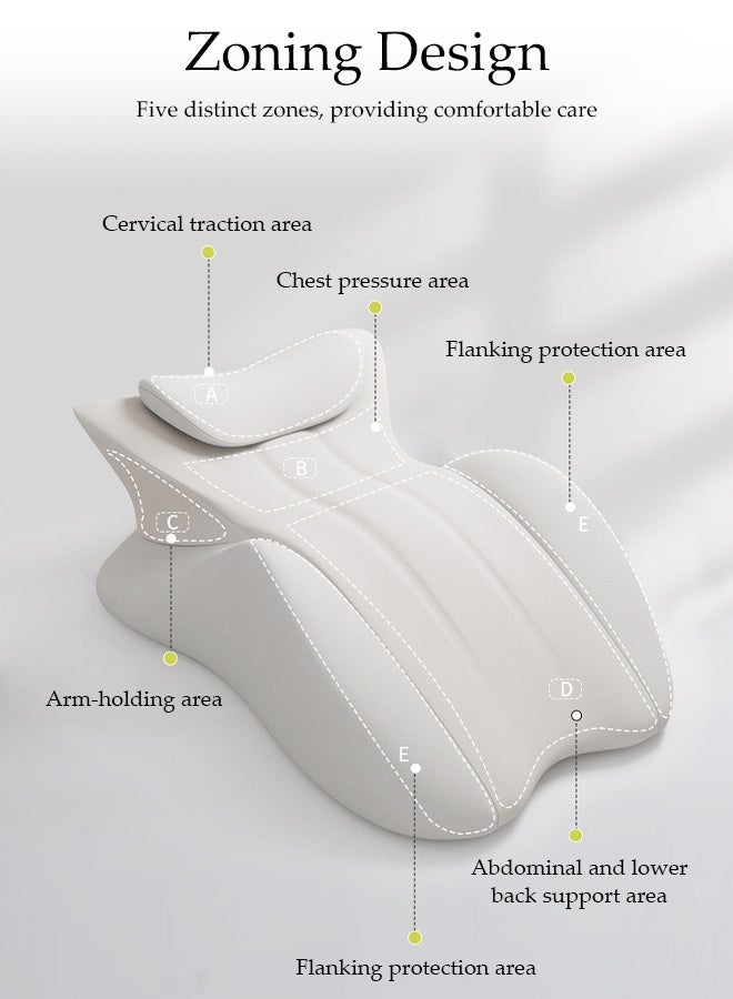 DUNISO Face Down Prone Pillow，Memory Foam Ergonomic Wedge Prone Pillow，Soft and Comfortable Memory Foam Bed Triangle Wedge Pillow with Small Support Pillow，Detachable and Washable，for Massage, Reading, Sleeping,Light Grey - Image 3