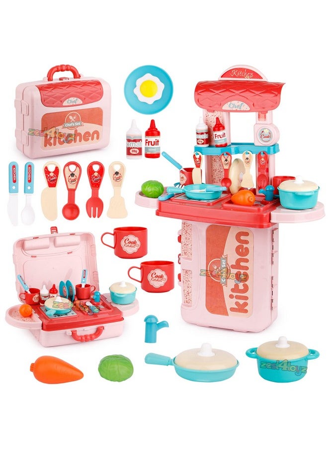 Plastic Kitchen Set For Kids Girl Pretend To Play 3 In 1 Little Chef'S Portable Suitcase Design 19 Pieces - pzsku/ZC3E3FF8EC7E37458448EZ/45/_/1733730209/9a07a65e-e00d-45c8-b82a-7d75692d12e1