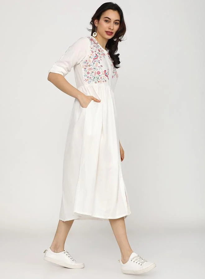 Vishudh Embroidered White Dress