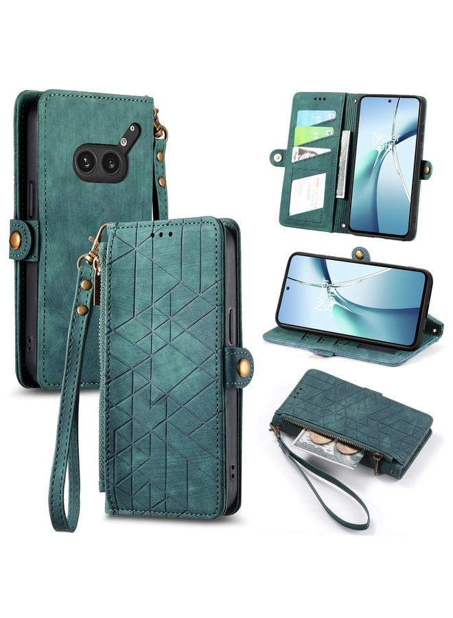 Case For Nothing Phone 2a Plus Geometric Zipper Wallet Side Buckle Leather Phone Case
