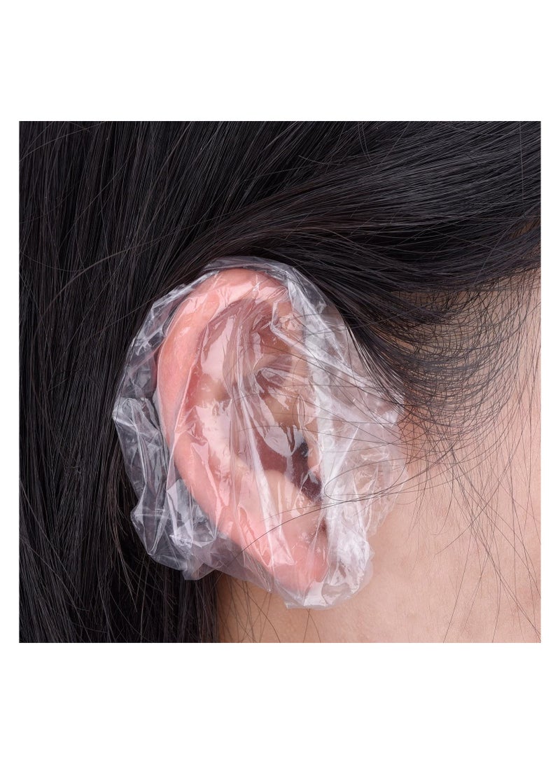 BLOOMING TIME 100 PCS Ear Protector Caps Disposable Elastic Clear Shower Water Ear Covers - Image 1