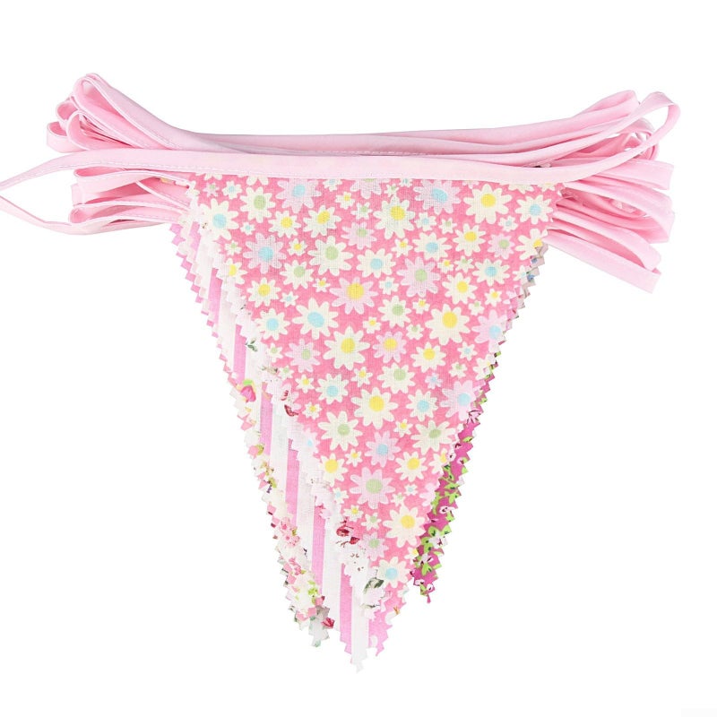 Vintage Floral Fabric Triangle Cotton Flags 36 Pcs Indoor Outdoor Pink - Image 4
