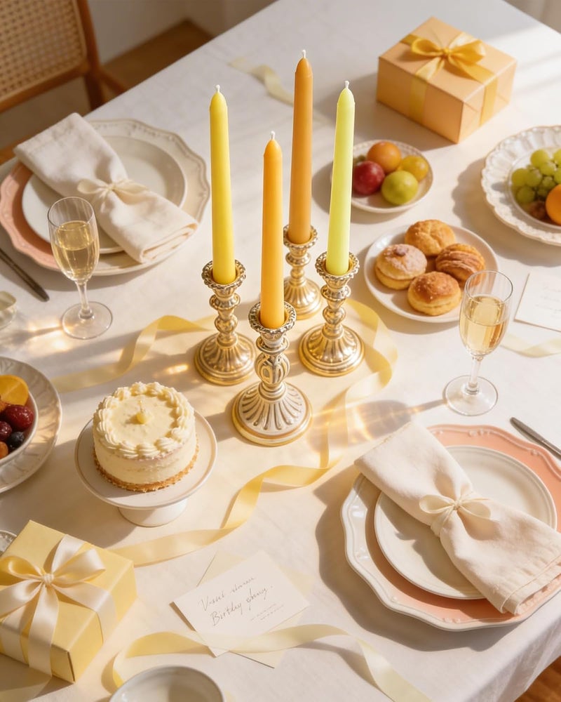 Viyffo Taper Candles 10 Inch Yellow Set of 12 Unscented, Dripless, Smokeless Long Tall Tapered Candlesticks Wedding Home Decor Dinner Natural Color Series - Image 4