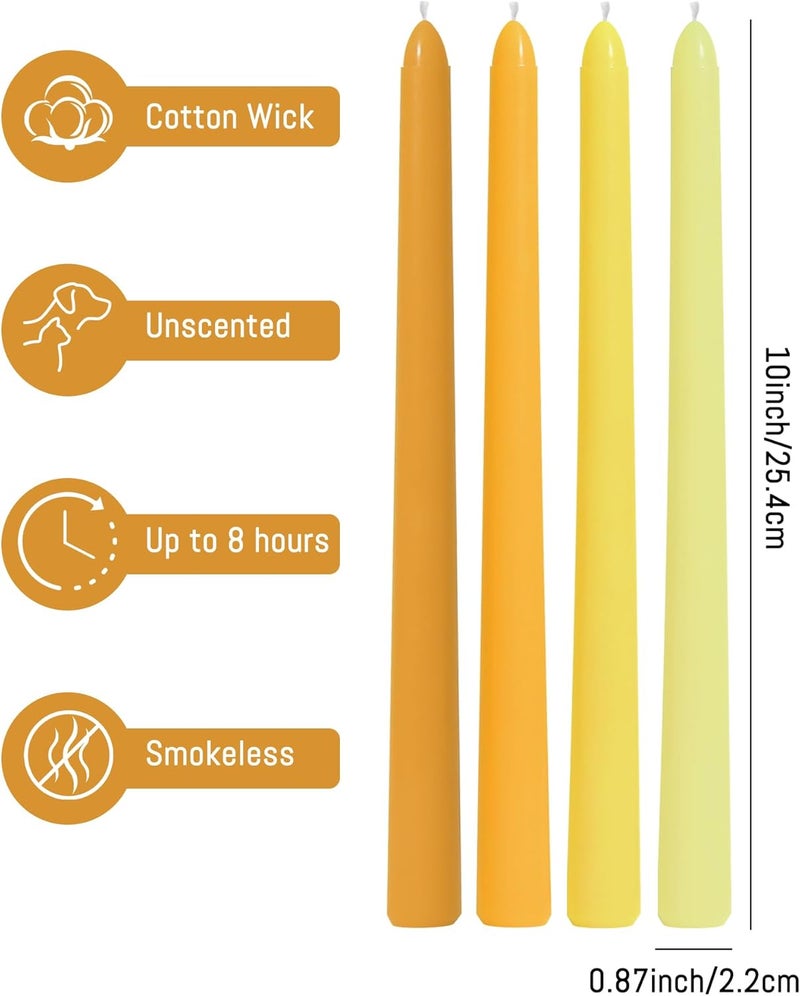Viyffo Taper Candles 10 Inch Yellow Set of 12 Unscented, Dripless, Smokeless Long Tall Tapered Candlesticks Wedding Home Decor Dinner Natural Color Series - Image 3