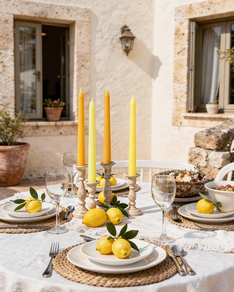 Viyffo Taper Candles 10 Inch Yellow Set of 12 Unscented, Dripless, Smokeless Long Tall Tapered Candlesticks Wedding Home Decor Dinner Natural Color Series - Image 5