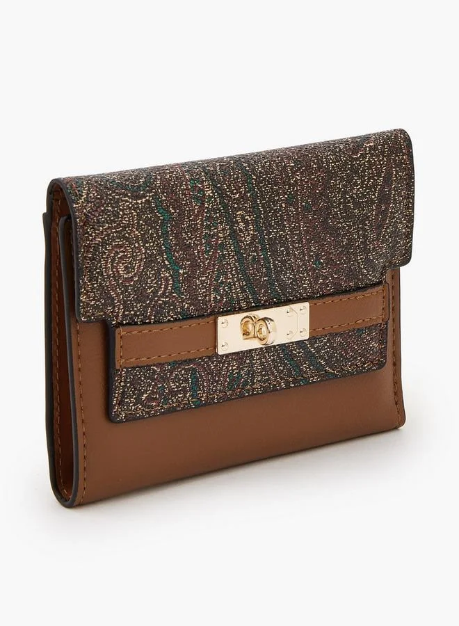 سيليست Paisley Print Tri-Fold Wallet With Twist Lock Accent