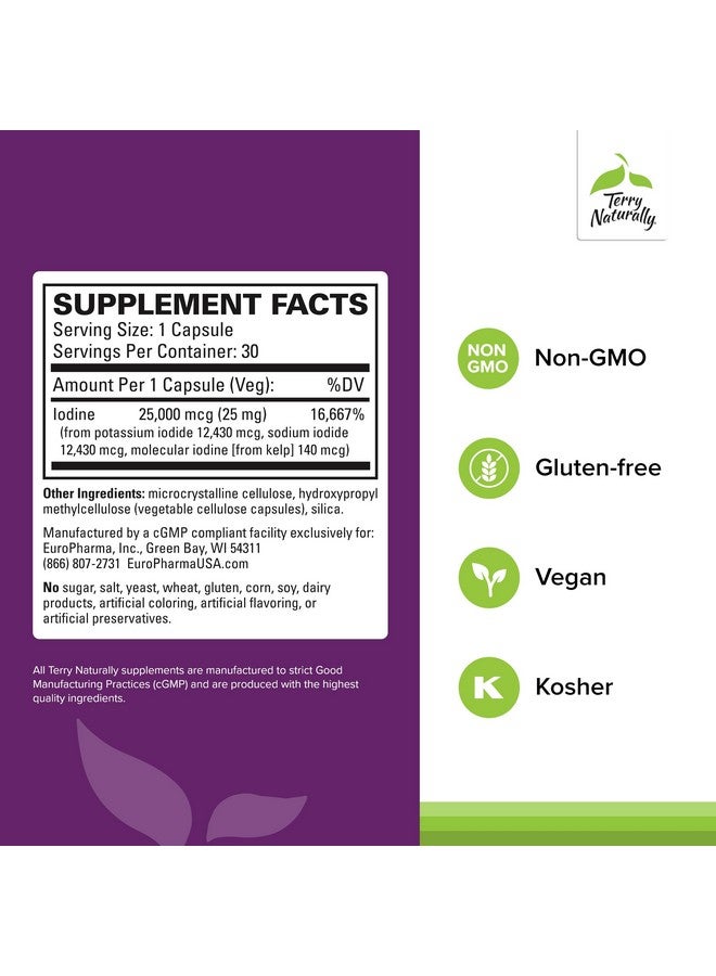 Terry Naturally Tri-Iodine - Dietary Supplement for Breast & Prostate Health Support - Healthy Thyroid Function Supplement Aid - 25 mg, 30 Capsules - Image 2