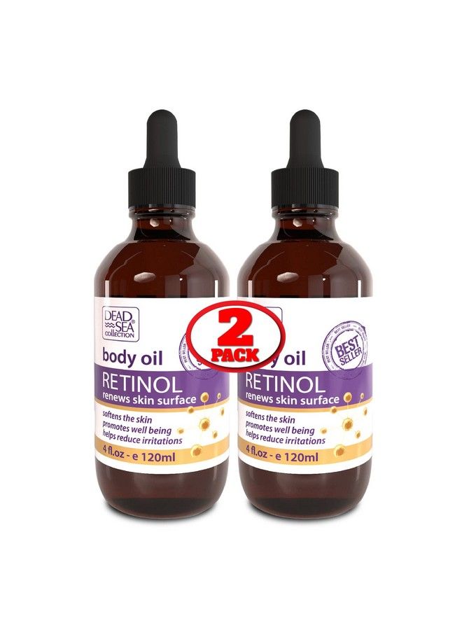 Dead Sea Collection Body Oil For Dry Skin Retinol & Vitamin E A D Moisturizing Oil Antiaging And Skin Elasticity Support Pack Of 2 (4 Fl.Oz Each) - Image 1