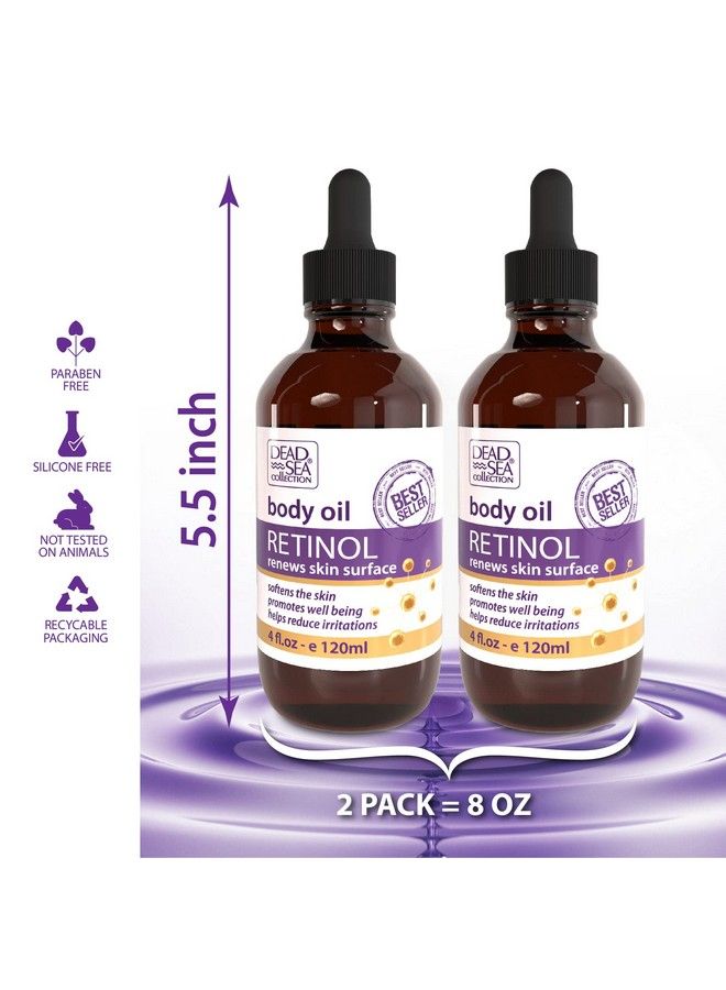 Dead Sea Collection Body Oil For Dry Skin Retinol & Vitamin E A D Moisturizing Oil Antiaging And Skin Elasticity Support Pack Of 2 (4 Fl.Oz Each) - Image 3