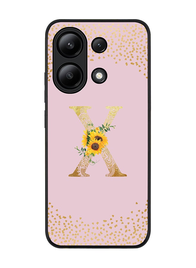 Stylizedd Rugged Black edge case for Xiaomi Redmi Note 13 4G, Cover Custom Monogram Initial Letter Mandala Floral Pattern Alphabet - X  (Pink ) - Image 1
