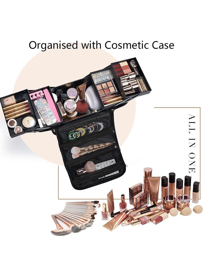 جارلو سيدة كبيرة مستحضرات التجميل مربع القطار ، أسود حقيبة السفر تخزين مربع ، 4 طبقة المهنية مسمار تخزين مربع ، قابل للتعديل مع فاصل ، ينطبق على أدوات تجميل الأظافر ، والمجوهرات فرشاة التجميل - Image 3