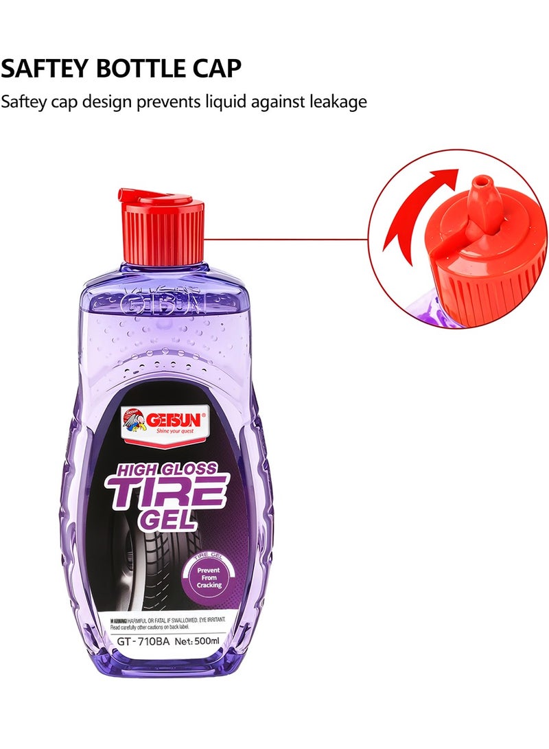 جيتسون جل تلميع الإطارات اللامع من GETSUN، جل طويل الأمد بمظهر مبلل، 500 مل GT-7108A - Image 3