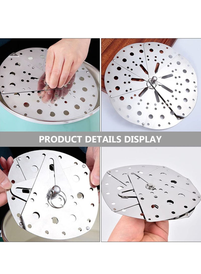 KASTWAVE 5-9 inch Adjustable Drop Lid Stainless Steel Vegetable Cooking Inner Lid Foldable Steamer Basket, Expandable and Contractable Lid, Stainless Steel Anti Spill Lid Cover Spill Stopper Lids Boil Over - Image 3