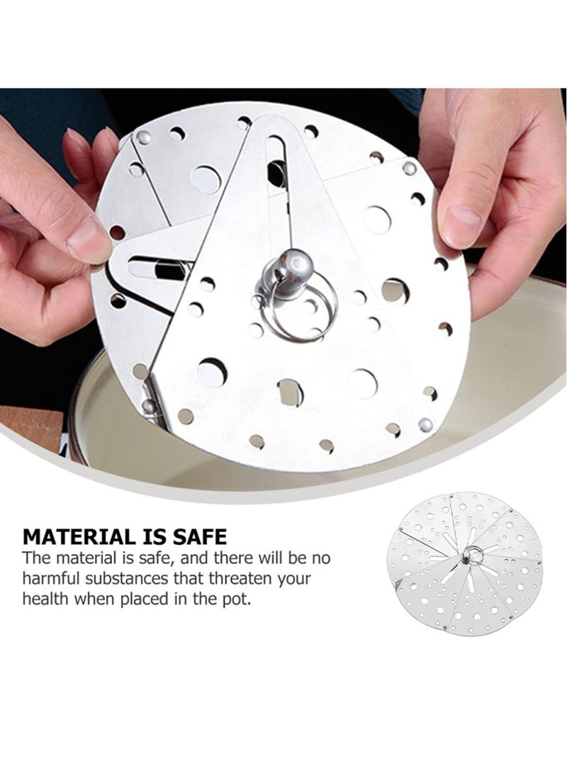 KASTWAVE 5-9 inch Adjustable Drop Lid Stainless Steel Vegetable Cooking Inner Lid Foldable Steamer Basket, Expandable and Contractable Lid, Stainless Steel Anti Spill Lid Cover Spill Stopper Lids Boil Over - Image 2