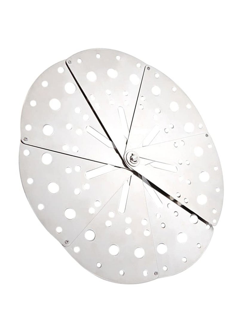 KASTWAVE 5-9 inch Adjustable Drop Lid Stainless Steel Vegetable Cooking Inner Lid Foldable Steamer Basket, Expandable and Contractable Lid, Stainless Steel Anti Spill Lid Cover Spill Stopper Lids Boil Over - Image 1