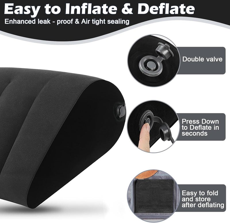 Prosixtoy Portable Inflatable Wedge Pillow for Sleeping - 2 Pack Body Positioner for Body Support,18in Adjustable Camping Cushion,Lightweight Bed Back Elevation Partner Traveling Pillows,Fast Inflation Wedges - Image 5