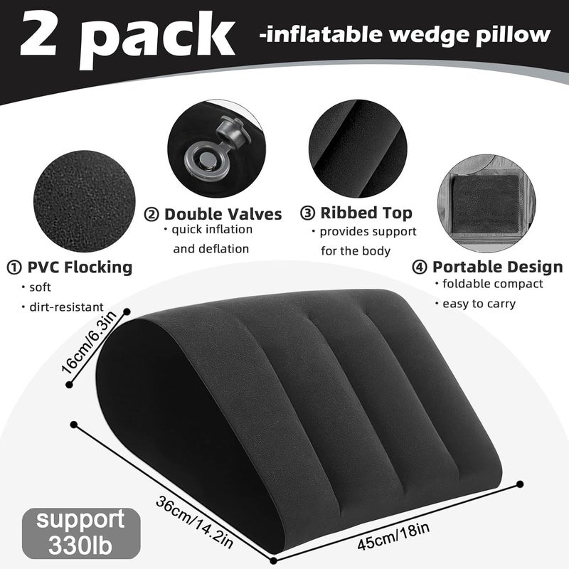 Prosixtoy Portable Inflatable Wedge Pillow for Sleeping - 2 Pack Body Positioner for Body Support,18in Adjustable Camping Cushion,Lightweight Bed Back Elevation Partner Traveling Pillows,Fast Inflation Wedges - Image 4