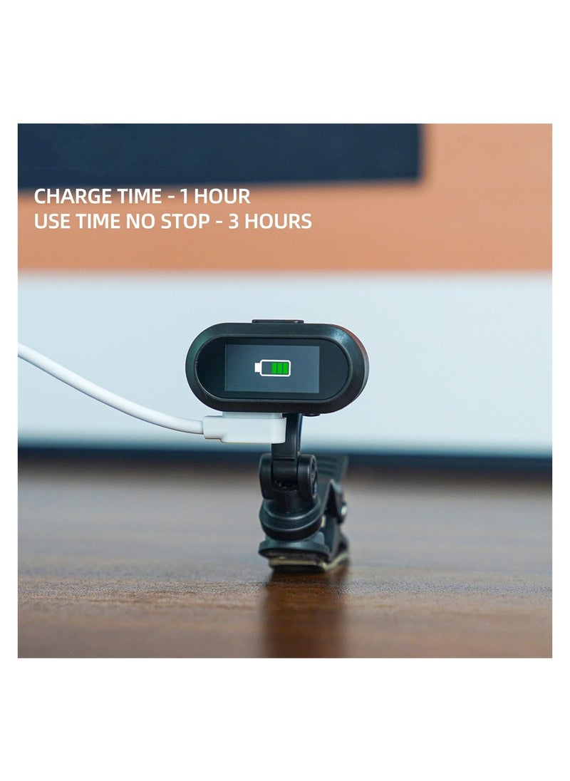 SYOSI - Clip On Tuner Rechargeable, Chromatic Tuner for Guitar Bass Ukulele and Wind Instruments, Pitch 410-460Hz, High Definition TFT Screen Easy to Read in Bright Light, Quick & Accurate Tuning - Image 1