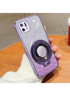 For OPPO A16k Plated Gradient Glitter Round Holder TPU Phone Case(Purple)
