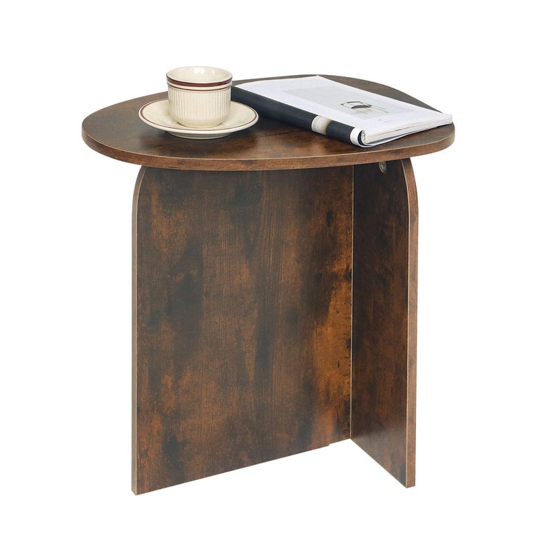 AWASEN Side Table, Small Triangle End Table Living Room, Modern Accent Table with Unique Tabletop, Mini Bedside Table for Small Spaces, Rustic Brown - Image 1
