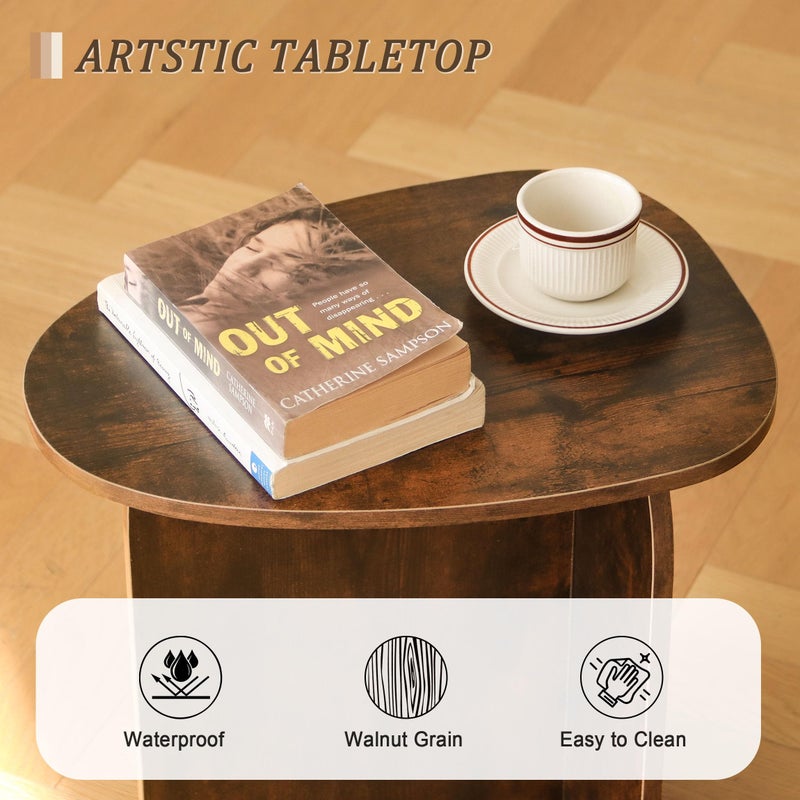 AWASEN Side Table, Small Triangle End Table Living Room, Modern Accent Table with Unique Tabletop, Mini Bedside Table for Small Spaces, Rustic Brown - Image 4